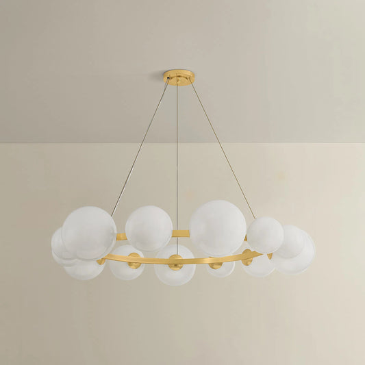 Pacama Chandelier by Hudson Valley in aged brass. Made from unique in a modern style.