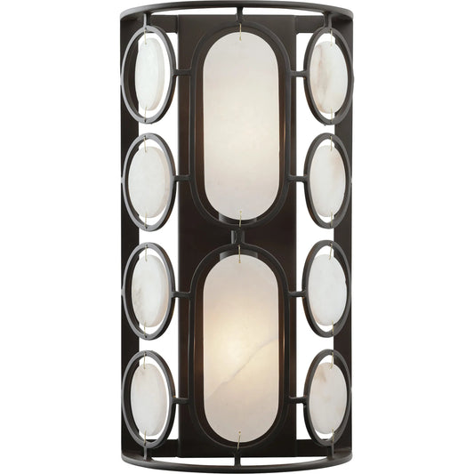 001 SI-2537008 | Primary Silo | Oval Office 2 Light Sconce by Varaluz in bronze, brown. Made from steel, alabaster in a unique style.