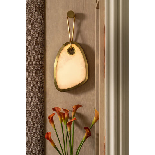 Vela Wall Sconce by Corbett in vintage brass. Made from unique in a modern style.