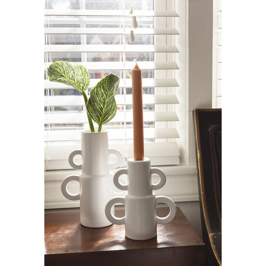 Slateford Candleholder by Accent Decor in white. Made from ceramic in a modern style.