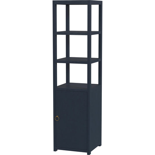 Lark 3-Tier Etagere Bookcase by Butler Specialty Company in navy blue. Made from solid acacia wood, acacia veneer, mdf in a modern style.