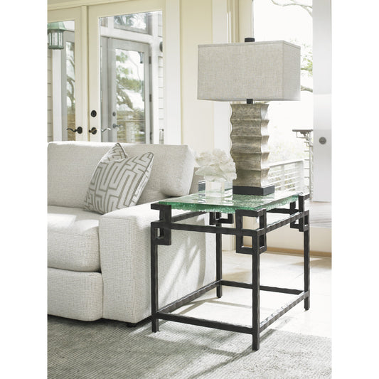 Hermes Reef Glass Top End Table by Tommy Bahama Home. Made from unique in a modern style.