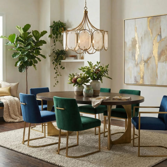Panelist 5 Light Pendant by Varaluz in gold. Made from steel, alabaster in a unique style.