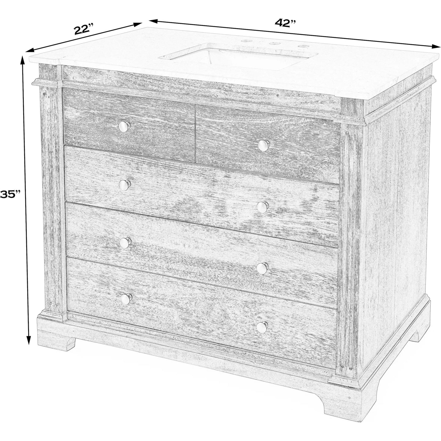 002 SI-2324930 | Additional Silo | Rochelle 42" Single Sink Bathroom Vanity Set by Butler Specialty Company in gray. Made from acacia, mdf, acacia veneer, ceramic sink, carrara marble in a unique style.
