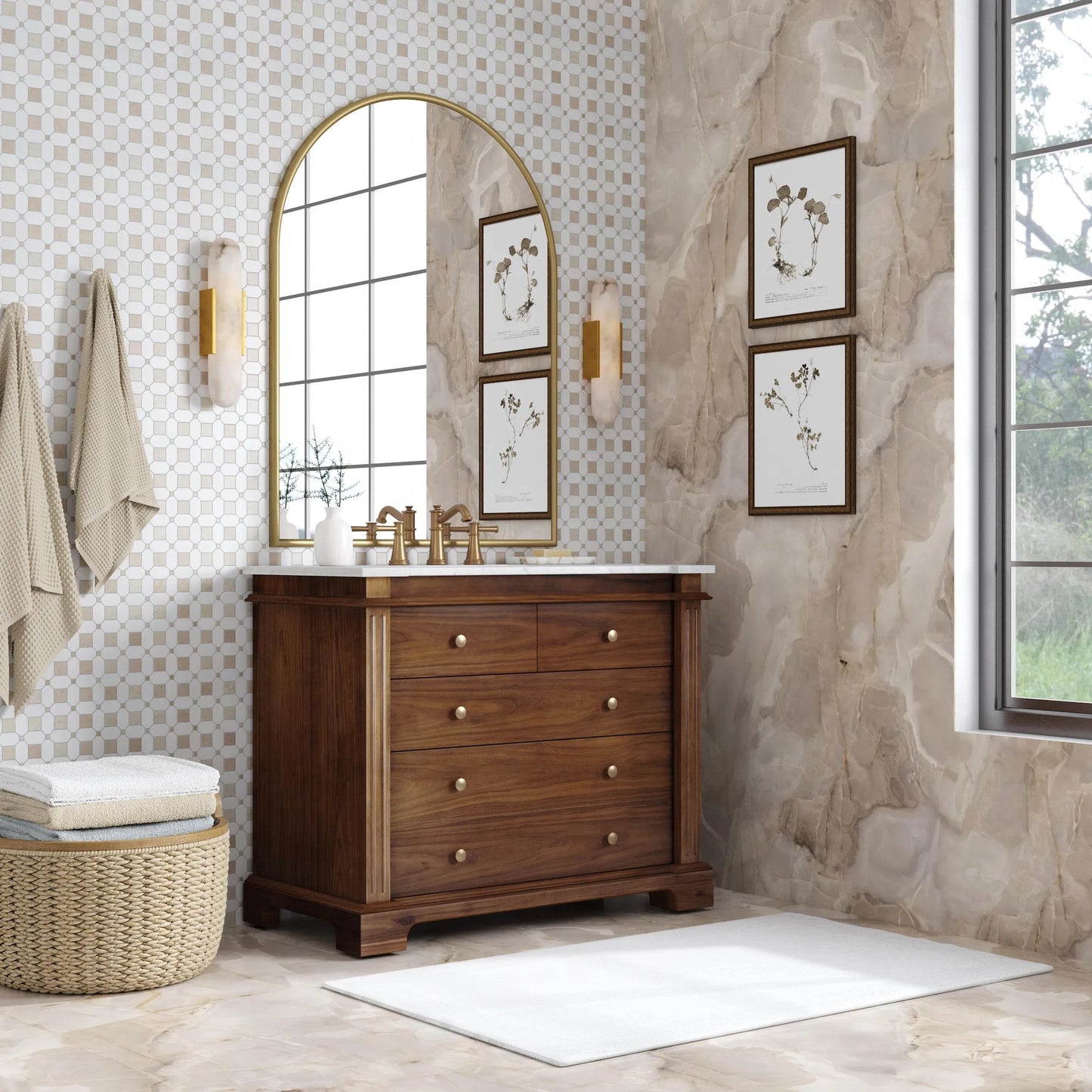 016 SI-2334009 | Lifestyle | Rachelle 42" Bathroom Vanity Set by Butler Specialty Company. Made from mdf, acacia, acacia veneer, ceramic, carrara marble in a unique style.