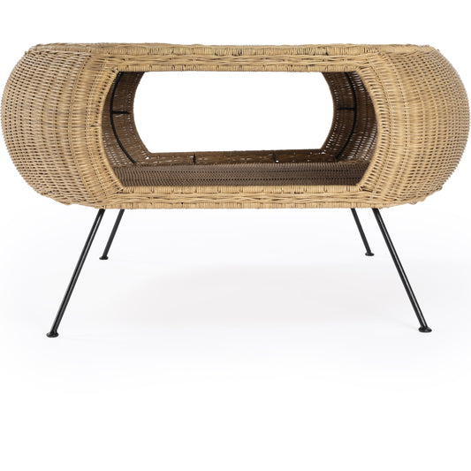 Coralitta Coffee Table by Butler Specialty Company in natural and natural rattan. Made from iron, natural rattan in a modern style.