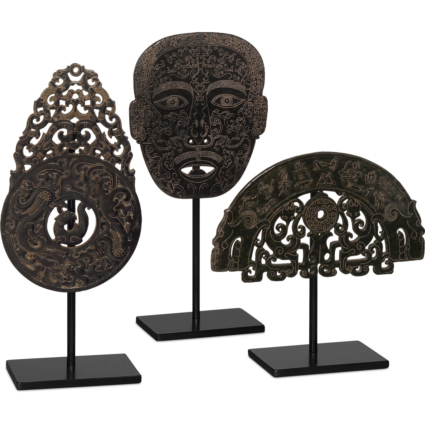 004 SI-2191734 | Additional Silo | Han Dynasty Jade Symbol by Currey and Company in bronze, black. Made from stoneware, metal in a eclectic & global style.
