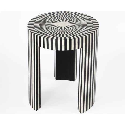 Rimma Side Table by Butler Specialty Company in black and white and grey. Made from bone, resin, mdf in a eclectic & global style.
