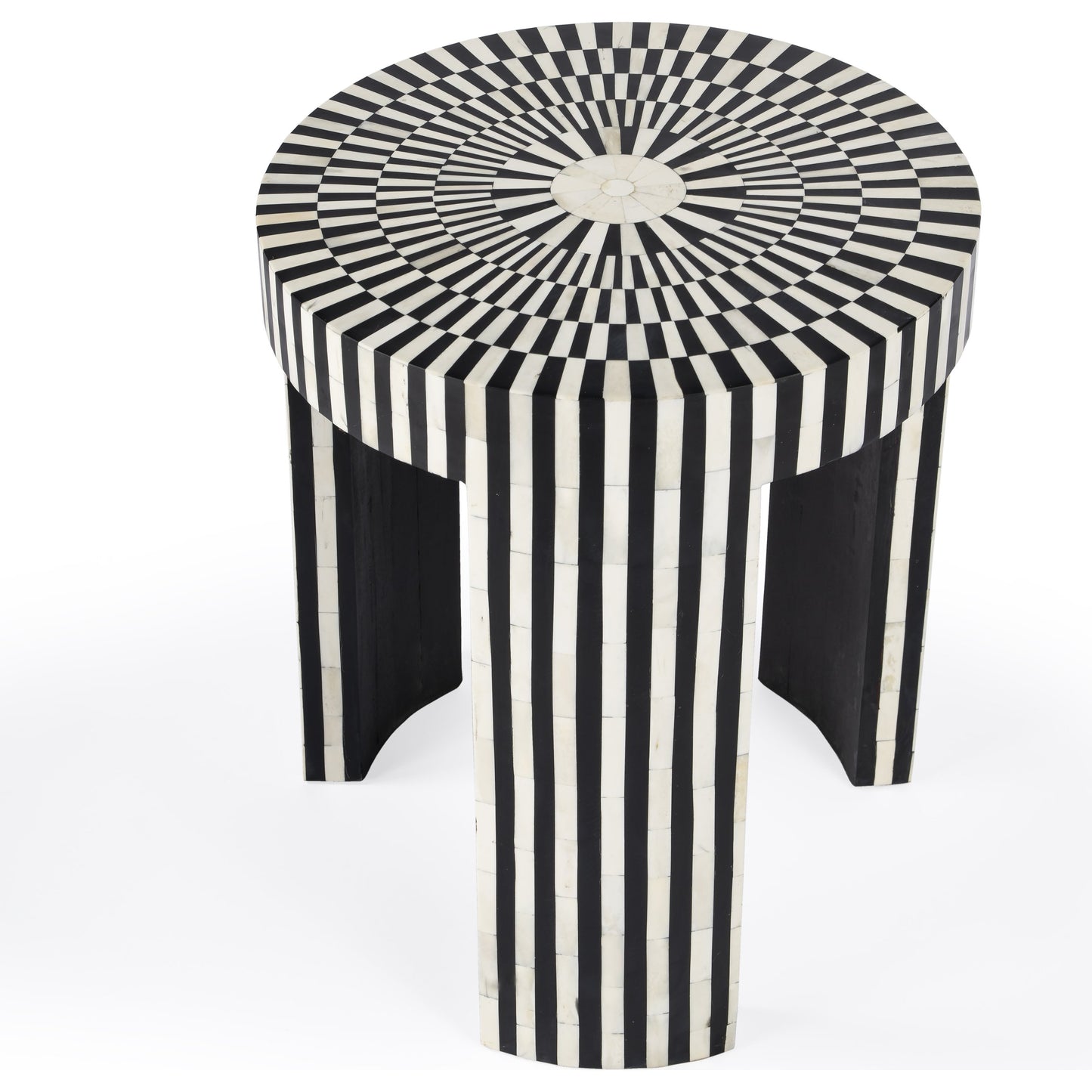 005 SI-1822348 | Additional Silo | Rimma Side Table by Butler Specialty Company in black and white and grey. Made from bone, resin, mdf in a eclectic & global style.