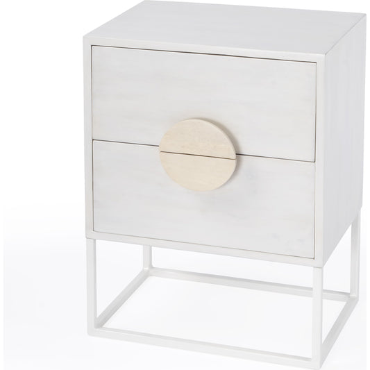 001 SI-1822330 | Primary Silo | Lennasa Nightstand by Butler Specialty Company in white. Made from mando wood, mdf, iron in a modern style.