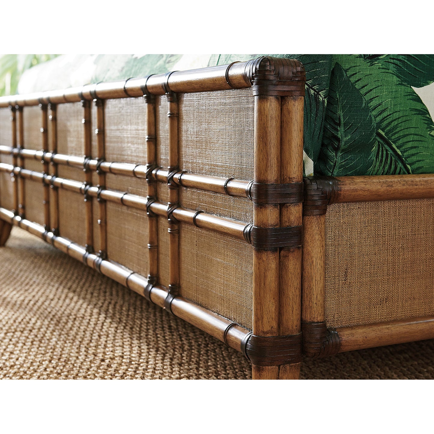 003 SR-836024 | Closeup | Coco Bay Panel Bed by Tommy Bahama Home. Made from unique in a coastal style.