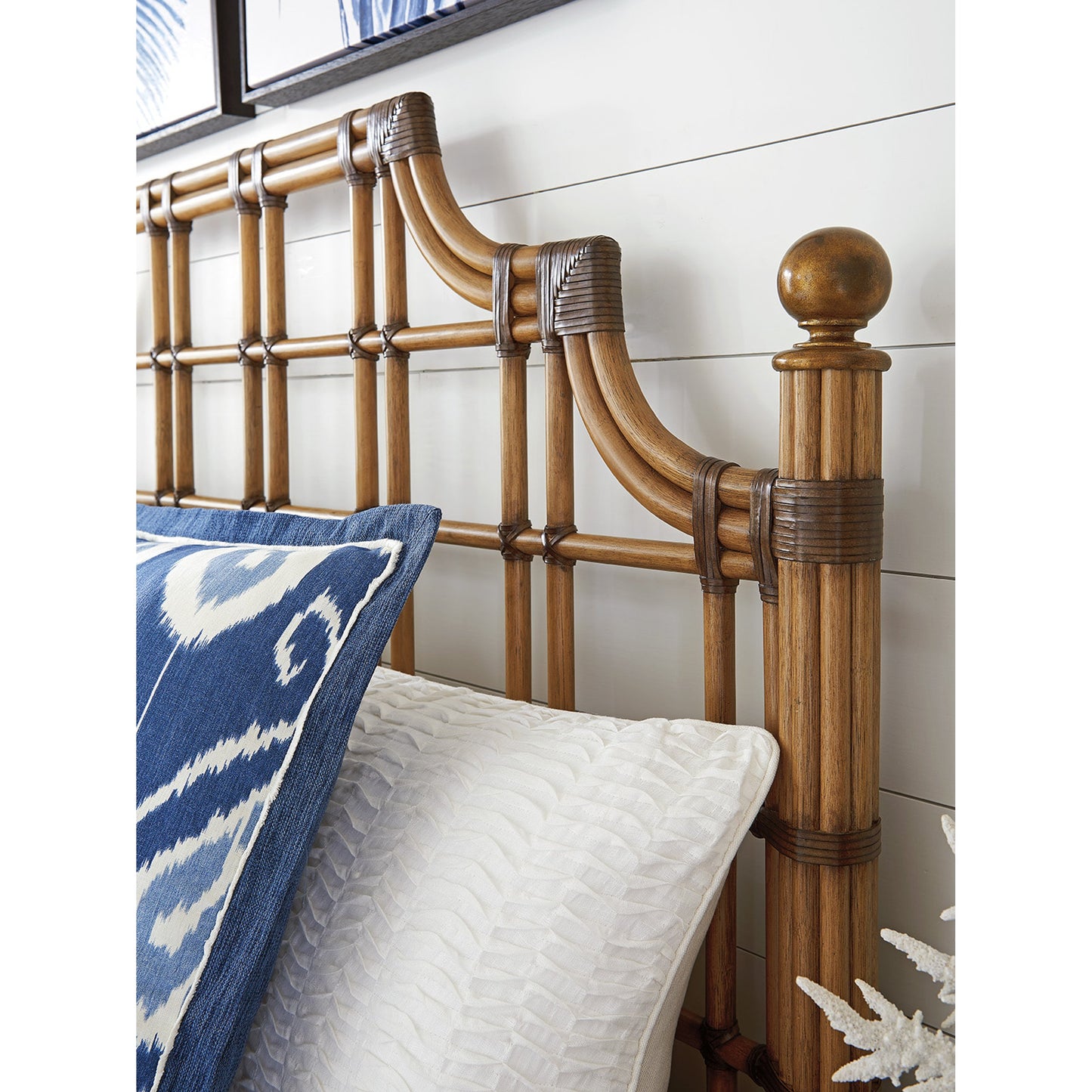 008 SR-836477 | Lifestyle | St. Kitts Rattan Headboard by Tommy Bahama Home. Made from unique in a coastal style.