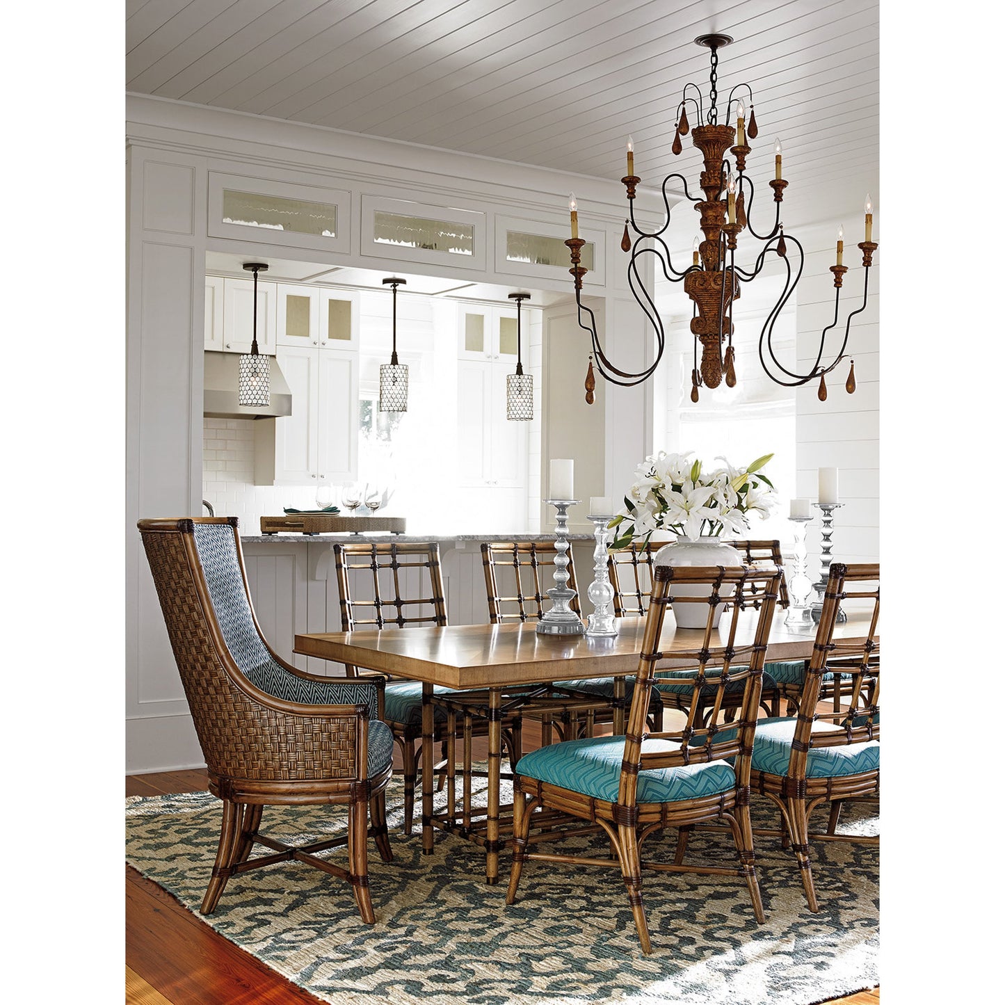 010 SR-835999 | Lifestyle | Caneel Bay Dining Table by Tommy Bahama Home. Made from unique in a coastal style.