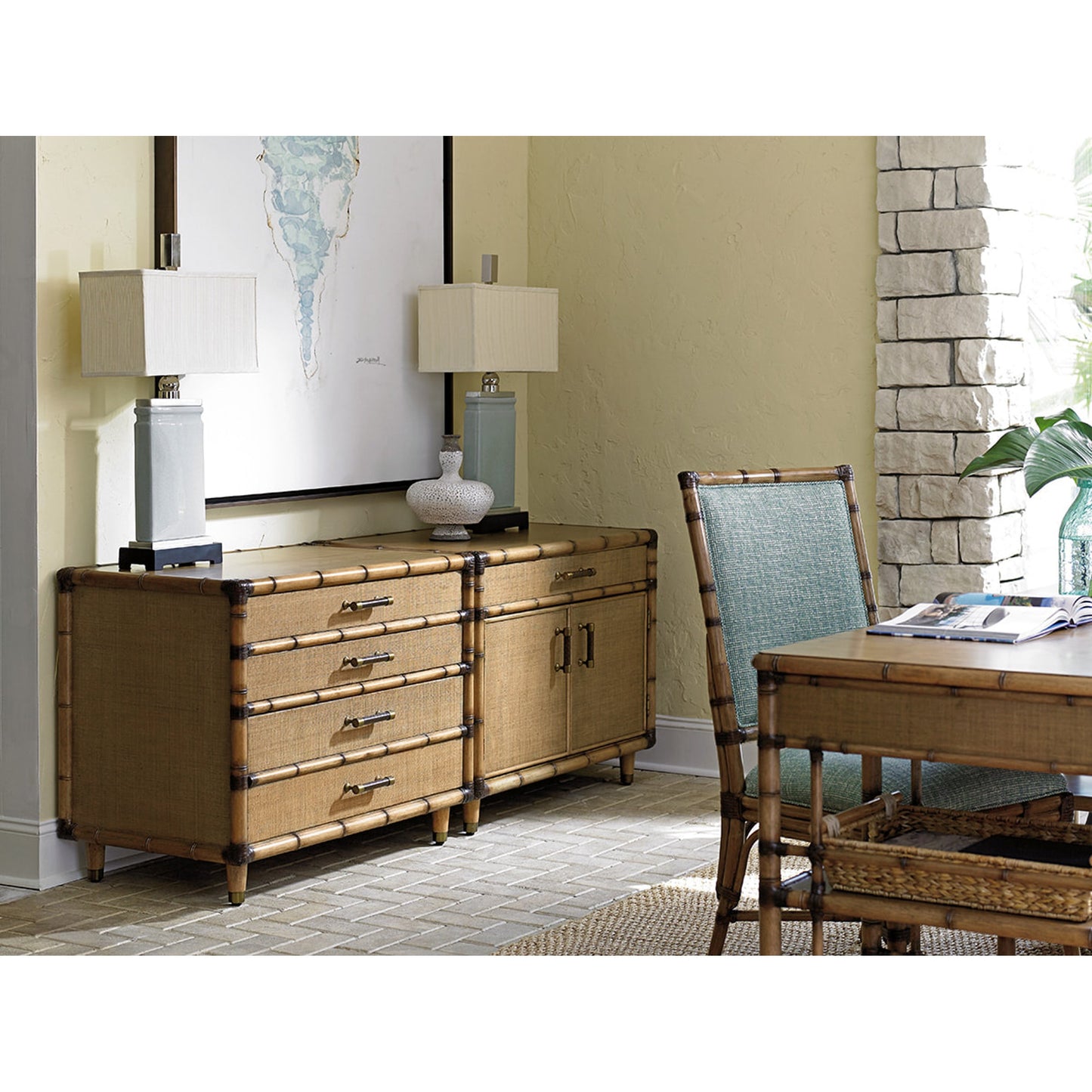 005 SR-836214 | Lifestyle | Larimar Storage Chest by Tommy Bahama Home. Made from unique in a coastal style.