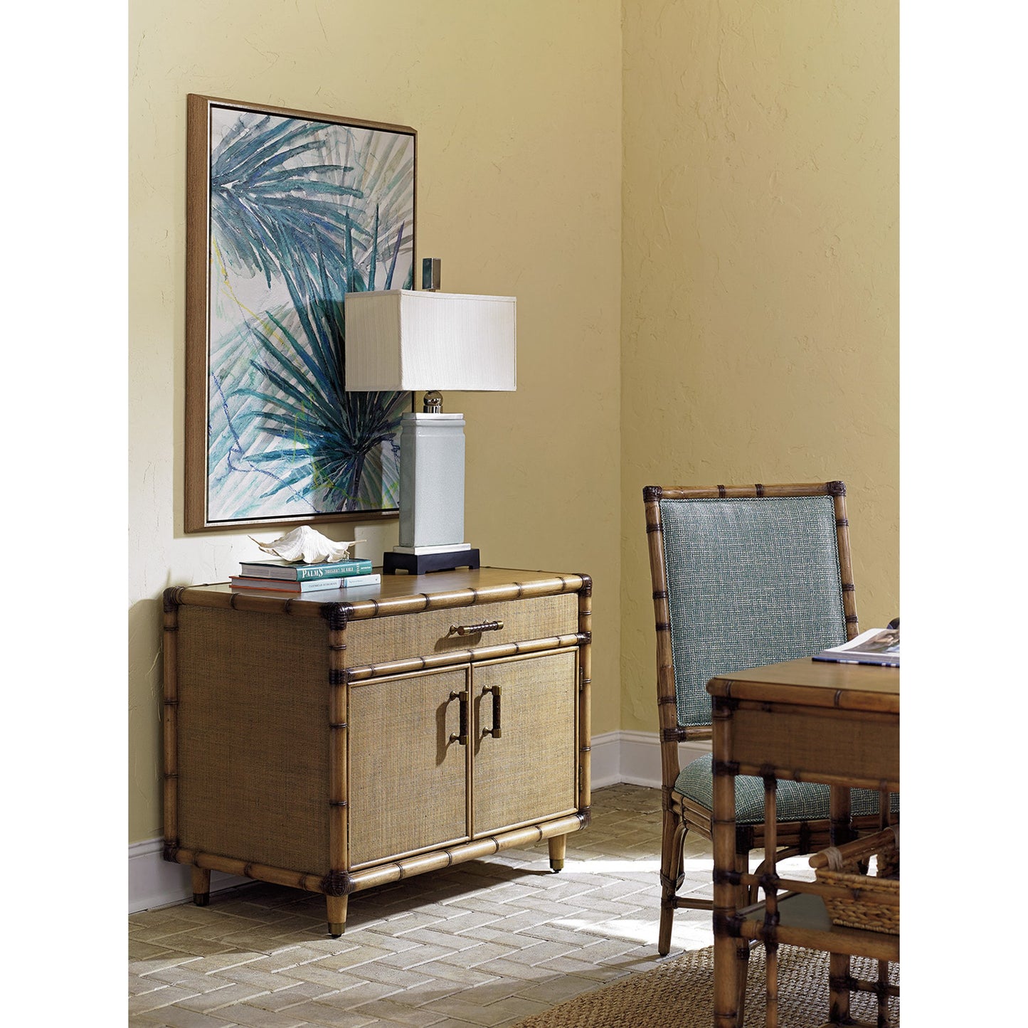 004 SR-836214 | Lifestyle | Larimar Storage Chest by Tommy Bahama Home. Made from unique in a coastal style.