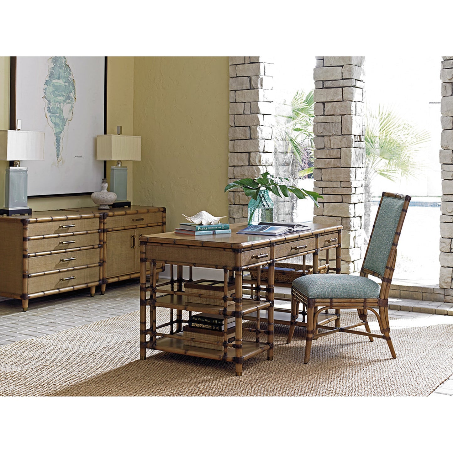 006 SR-836214 | Lifestyle | Larimar Storage Chest by Tommy Bahama Home. Made from unique in a coastal style.