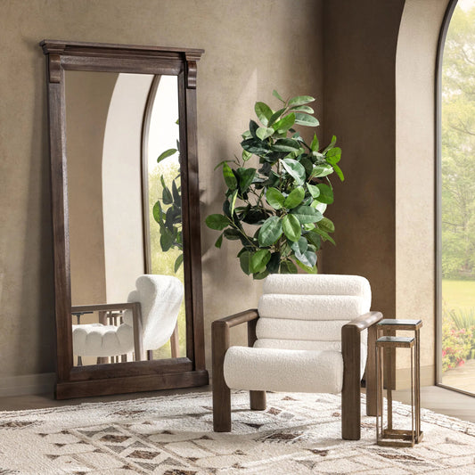 Adelaide Solid Mango Wood Floor Mirror by Classic Home in cocoa brown. Made from mirror, mango wood in a unique style.