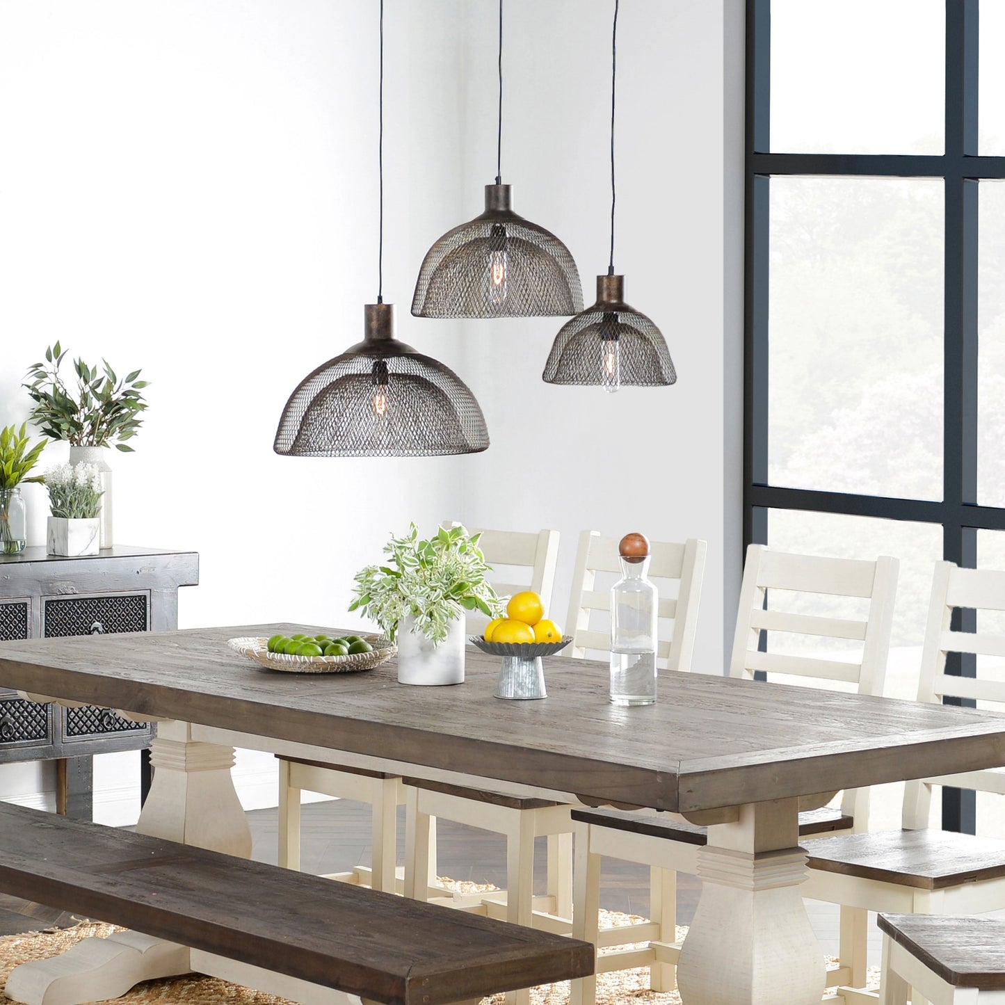 011 SI-2007529 | Lifestyle | Polaris Mesh Pendant by Classic Home in rustic bronze. Made from iron in a cottage & farmhouse style.