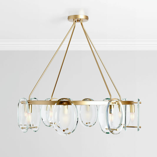 Gina 8-Light Gold Chandelier by Classic Home in gold, clear. Made from glass, iron in a traditional style.