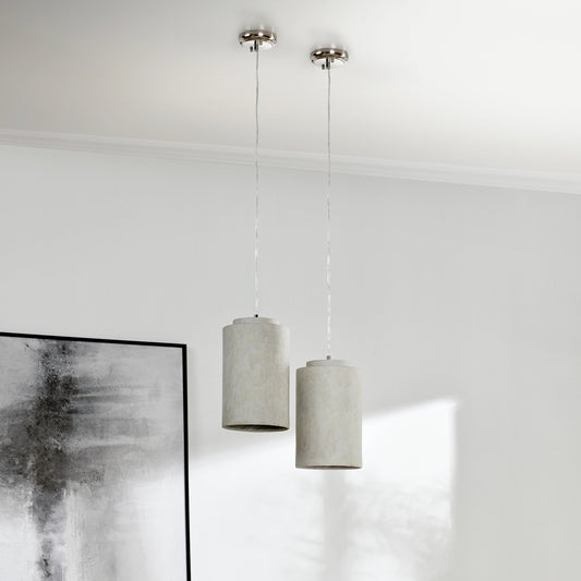 Joel Concrete Pendant Light by Classic Home in light gray. Made from concrete in a modern style.