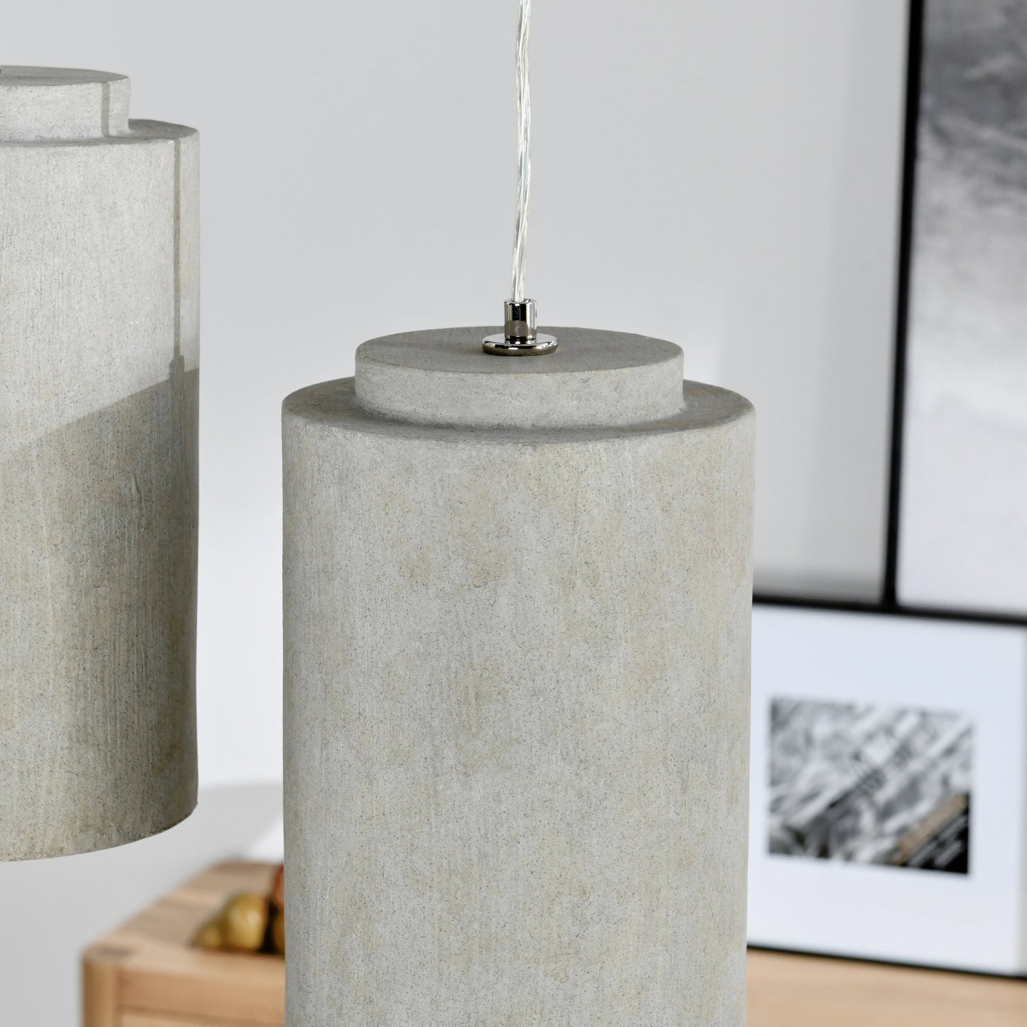 005 SI-2162537 | Closeup | Joel Concrete Pendant Light by Classic Home in light gray. Made from concrete in a modern style.