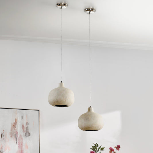 Jodi 1-Light Antique Alabaster Concrete Pendant by Classic Home in antique white. Made from concrete in a modern style.