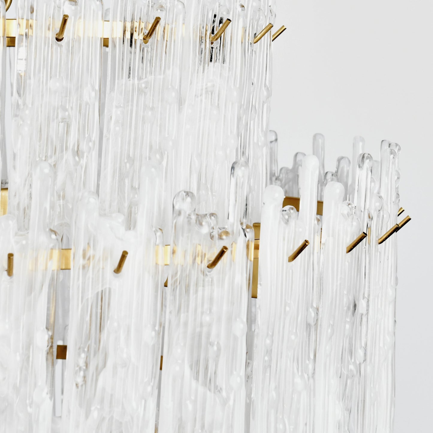 004 SI-2162540 | Closeup | Everly 7-Light Round Glass Chandelier by Classic Home in clear, white. Made from iron, wax-drop glass in a cottage & farmhouse style.