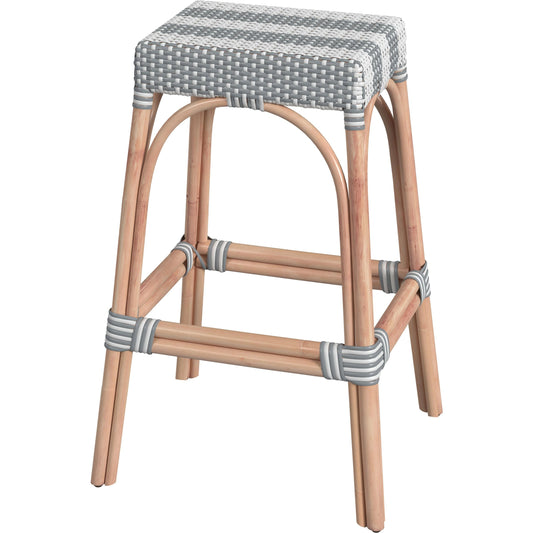 Robias Bar Stool by Butler Specialty Company. Made from natural rattan, synthetic weave in a coastal style.