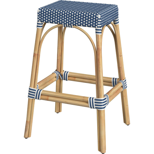Robias Bar Stool by Butler Specialty Company. Made from natural rattan, synthetic weave in a coastal style.