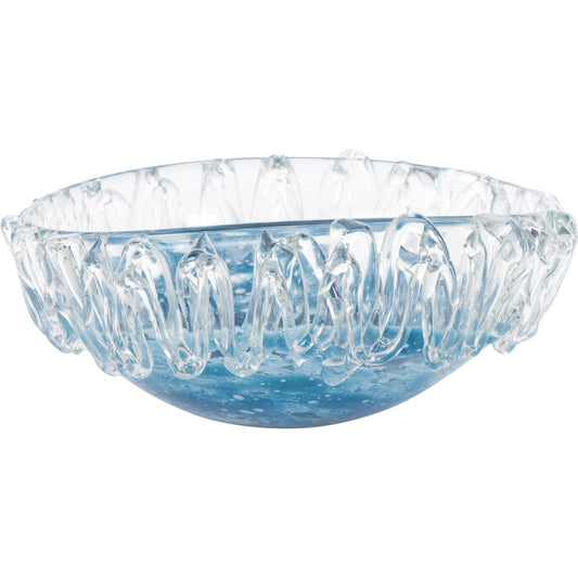 Fancy Glass Oval Bowl by Bradburn Home in clear, blue. Made from glass in a coastal style.