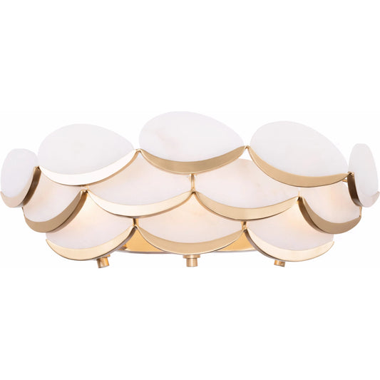 001 SI-2536992 | Primary Silo | High Tide 3 Light Bath by Varaluz in gold. Made from steel, alabaster in a unique style.