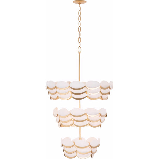 000 SI-2536989 | Primary Silo | High Tide 11 Light 3 Tier Pendant by Varaluz in gold. Made from steel, alabaster in a unique style.