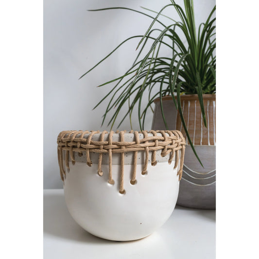 Hideaway Pot by Accent Decor in white. Made from ceramic in a cottage & farmhouse style.