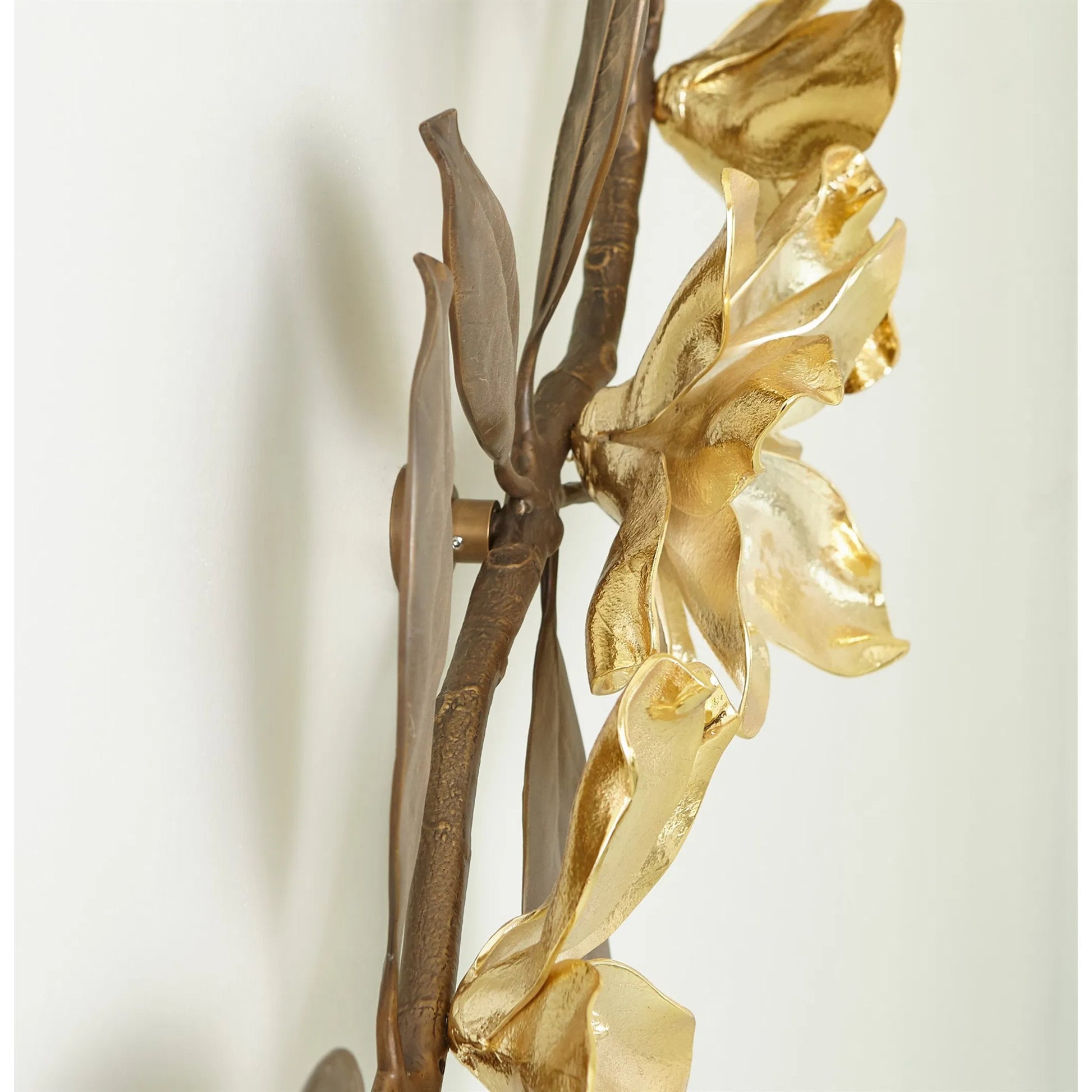 Magnolia Branch Wall Art by Global Views in antique brass, gold. Made from brass in a modern style.