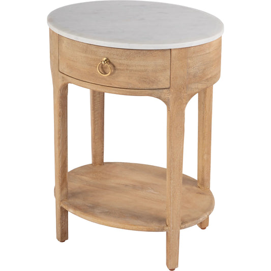 Ellen Oval 1 Drawer Nightstand by Butler Specialty Company. Made from mango, marble, mdf in a modern style.