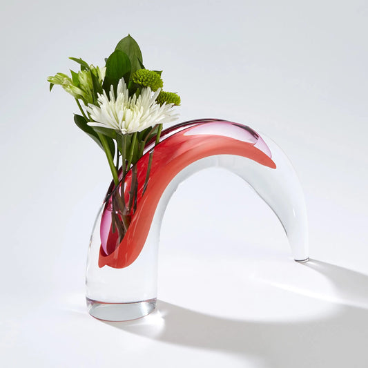 Comma Vase by Global Views in fire. Made from art glass in a modern style.