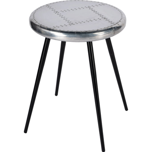 Midway Aviator Accent Table by Butler Specialty Company in silver and metalworks. Made from mdf, aluminum sheet, iron in a modern style.