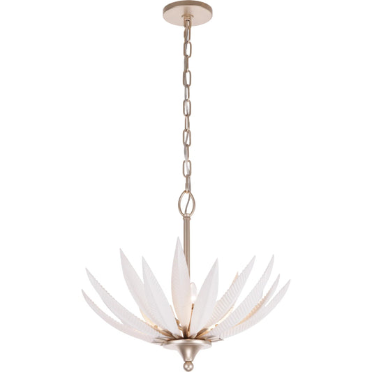 001 SI-2537052 | Primary Silo | Zanara 3 Light Pendant with 3D Printed Ceramic Leaves by Varaluz in gold. Made from ceramic, steel in a unique style.