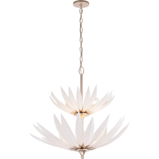 001 SI-2537056 | Primary Silo | Zanara 9 Light Pendantwith 3D Printed Ceramic Leaves by Varaluz in gold. Made from ceramic, steel in a unique style.