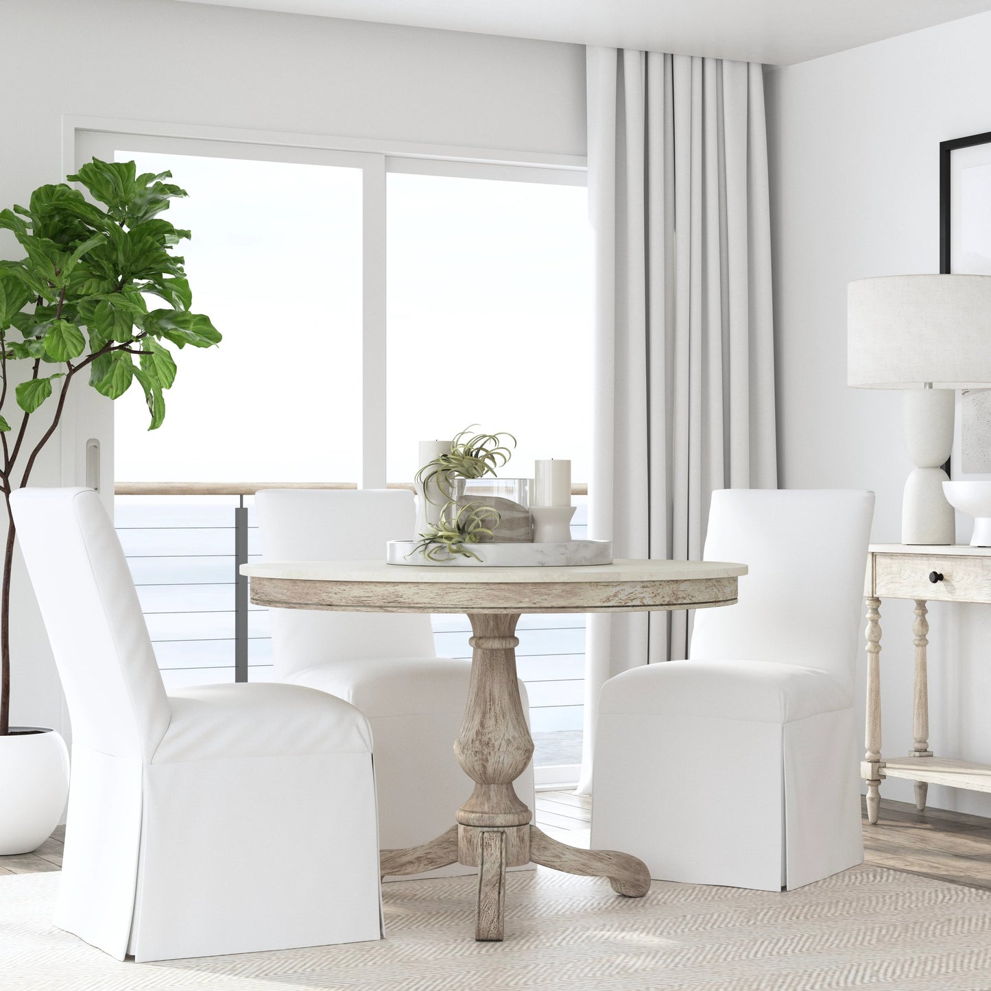 011 SI-2077739 | Lifestyle | Danielle Round Pedestal Dining Table by Butler Specialty Company. Made from marble, mahogany wood, plywood in a cottage & farmhouse style.