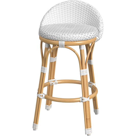 Tobias Outdoor Low Back Counter Stool by Butler Specialty Company. Made from aluminum: 80%, pe rattan weave: 20% in a eclectic & global style.