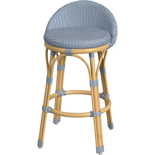 Tobias Outdoor Low Back Counter Stool by Butler Specialty Company. Made from aluminum: 80%, pe rattan weave: 20% in a eclectic & global style.