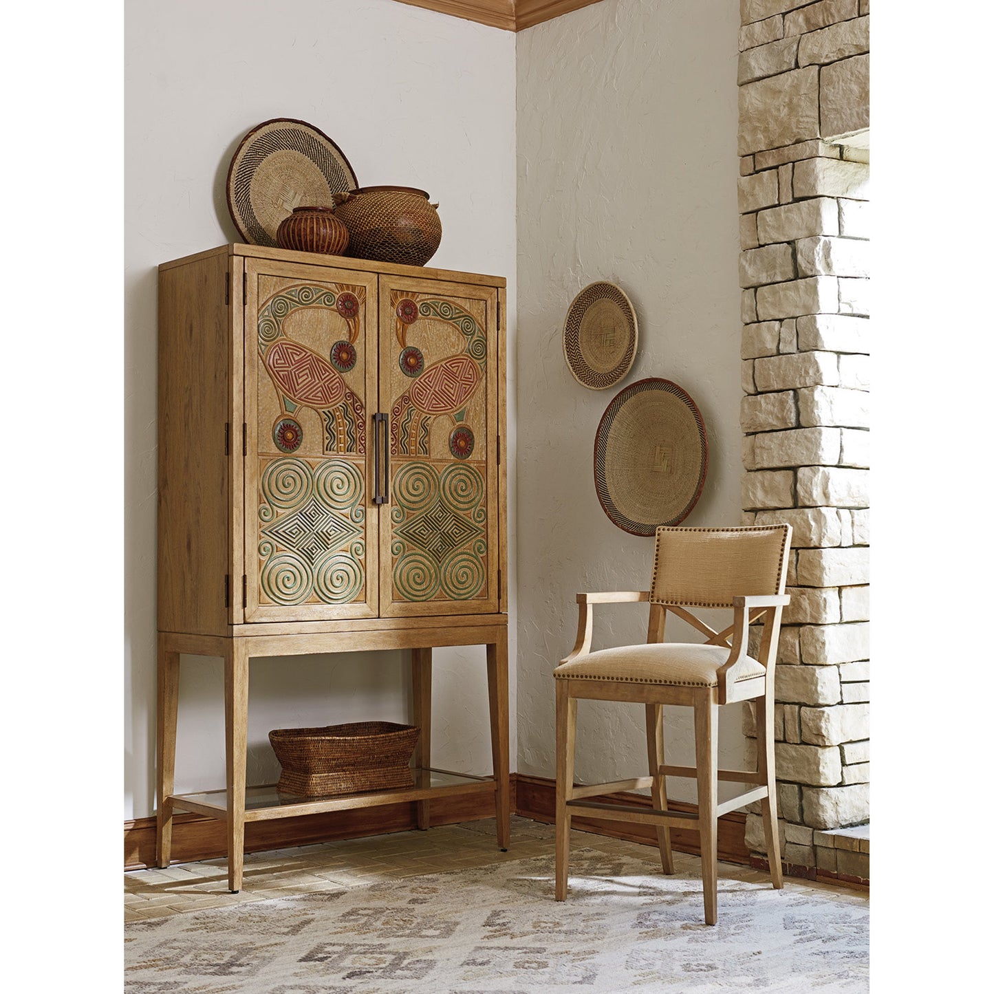 005 SR-835998 | Lifestyle | Cameroon Bar Cabinet by Tommy Bahama Home. Made from unique in a coastal style.