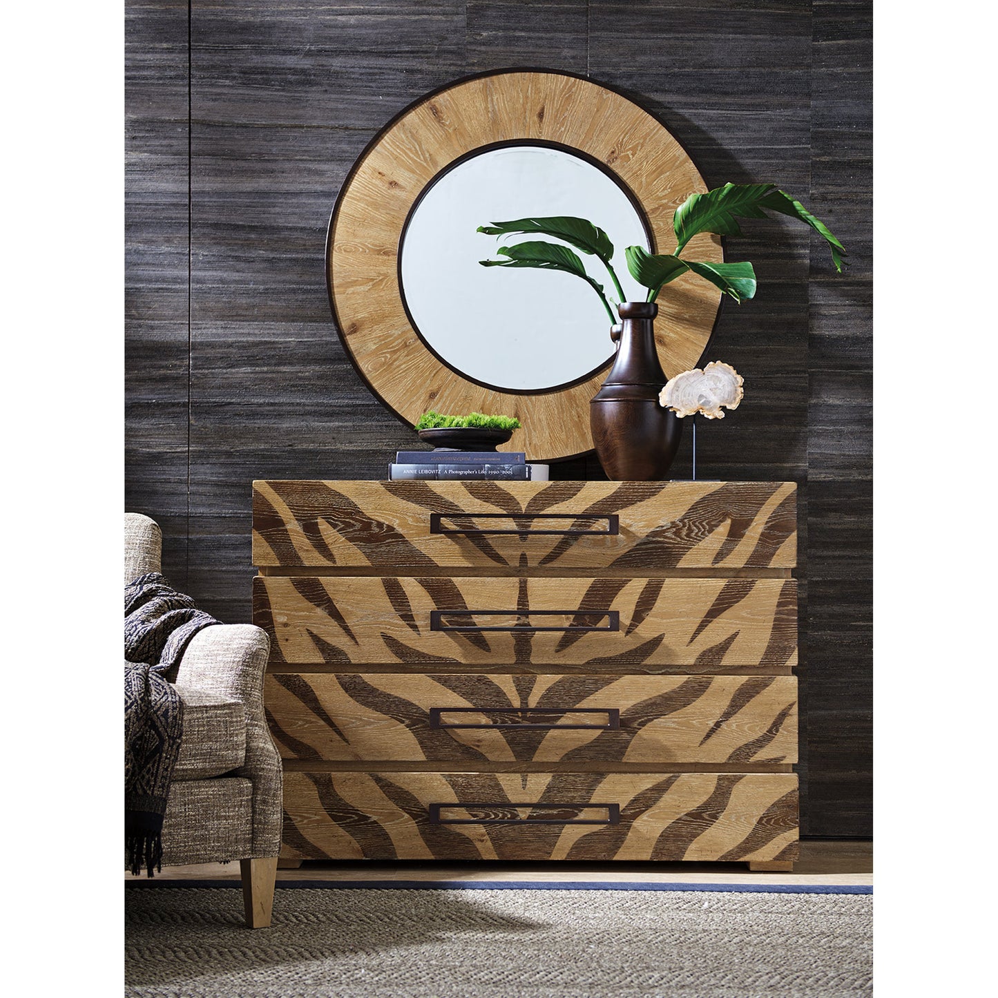 003 SR-836002 | Lifestyle | Carins Round Mirror by Tommy Bahama Home. Made from unique in a coastal style.