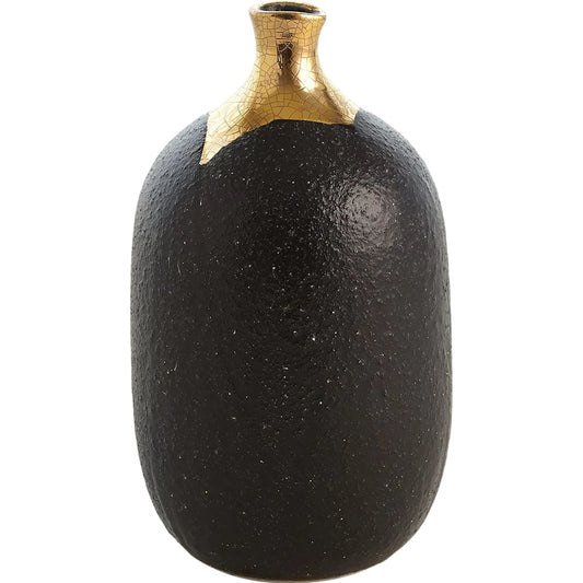001 SI-2323452 | Primary Silo | Dipped Golden Crackle/Black Cylinder Vase by Global Views in black and gold. Made from unique in a modern style.
