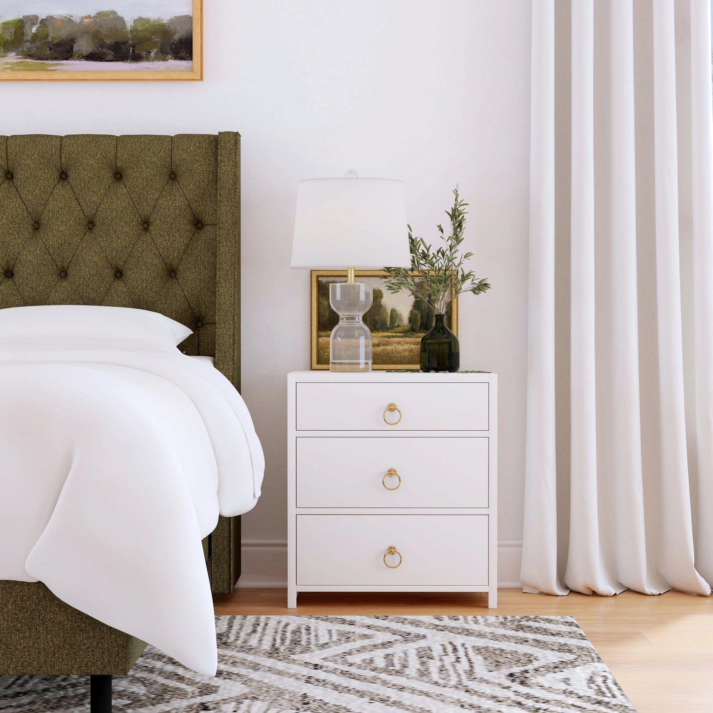 002 SI-2021973 | Lifestyle | Lark 3 Drawer Nightstand by Butler Specialty Company. Made from acacia wood, mdf, acacia veneer in a modern style.