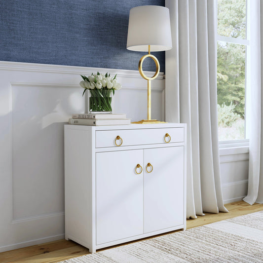 Lark 2 Door Cabinet with Storage by Butler Specialty Company in white and white. Made from mdf: 40%, acacia solids: 30%, acacia veneer: 30% in a modern style.