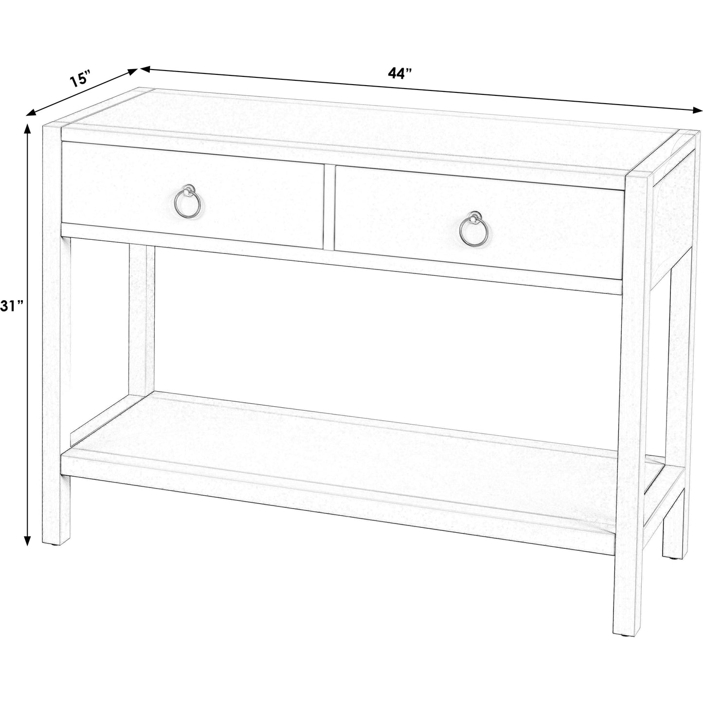 002 SI-2077763 | Additional Silo | Lark 44" Console Table by Butler Specialty Company. Made from mdf: 55%, acacia solids: 45%, acacia veneers: 5% in a modern style.