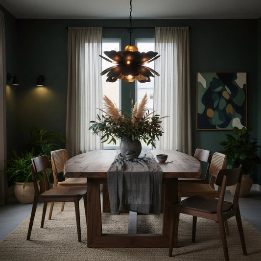 Botanic Panic 13 Light Pendant by Varaluz in bronze, brown. Made from steel in a unique style.
