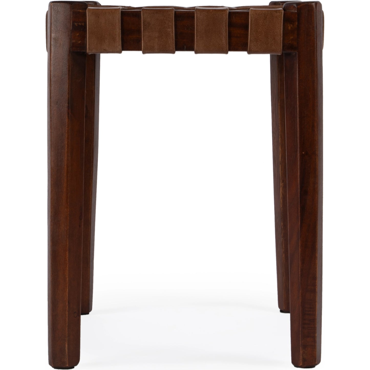 004 SI-2077771 | Additional Silo | Kerry Leather Woven Stool by Butler Specialty Company in dark brown and brown. Made from acacia wood, leather in a transitional style.